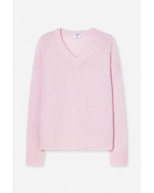 Filippa K Pink Hairy Alpaca V-Neck Sweater