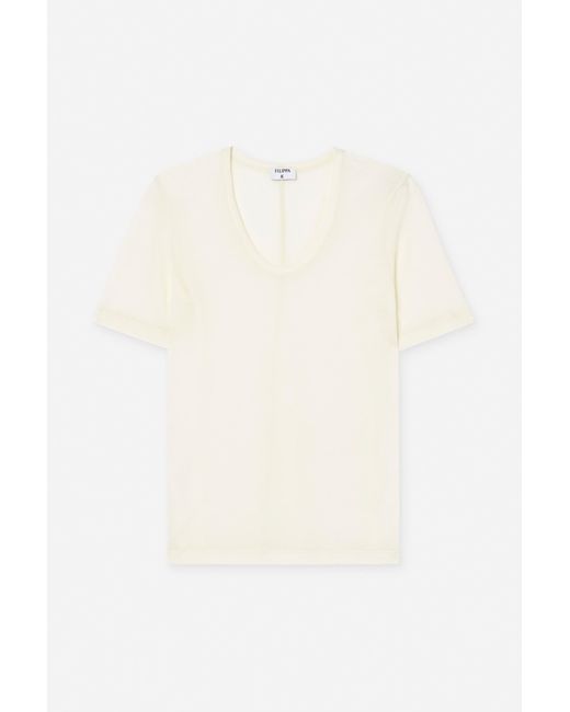 Filippa K White Lyocell Cashmere Scoop Tee
