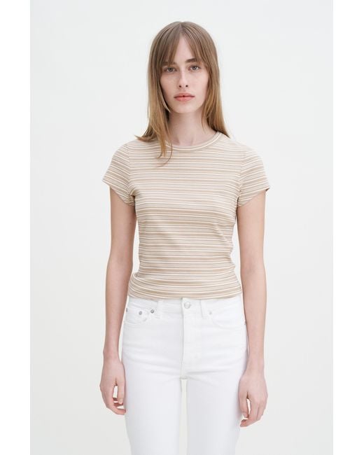 Filippa K White Striped Fine Rib Tee