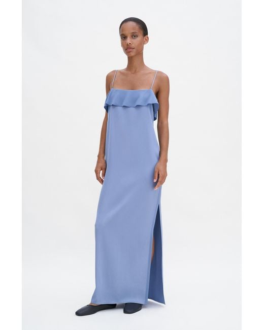 Filippa K Blue Fluid Draped Strap Dress