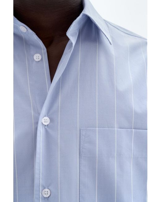 Filippa K Blue Striped Cotton Poplin Shirt for men