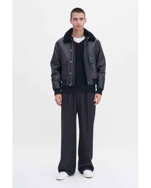 Filippa K Blue Leather Aviator Jacket for men