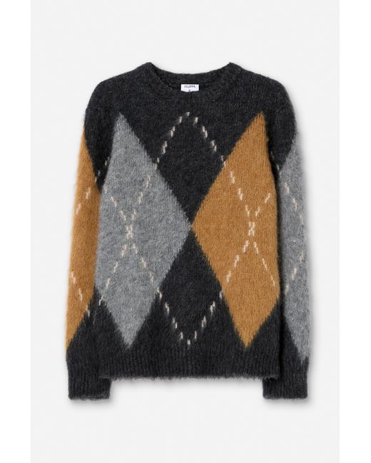 Filippa K Gray Alpaca Check Sweater for men
