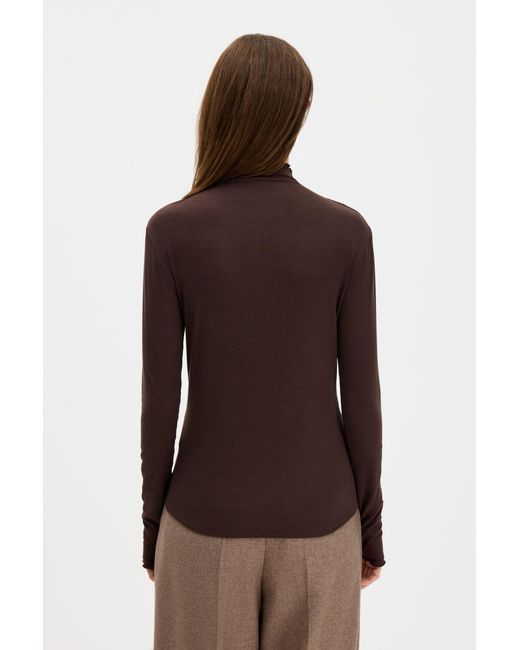 Filippa K Brown Rib Mock Neck Top