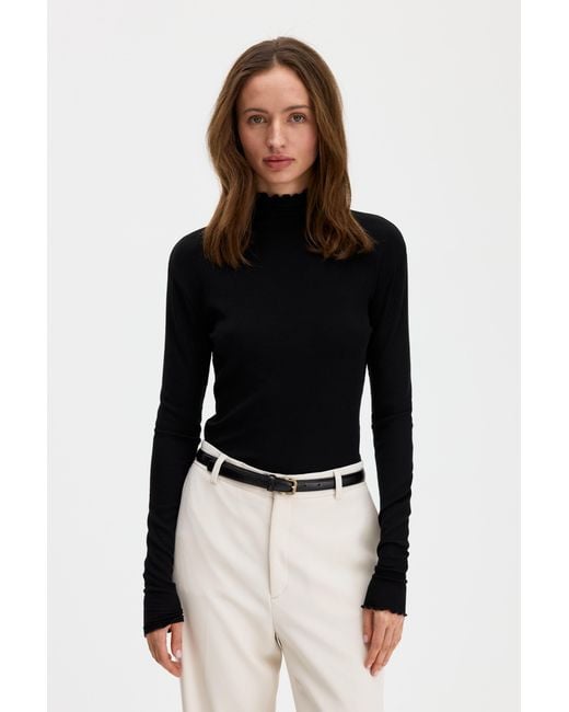 Filippa K Blue Rib Mock Neck Top