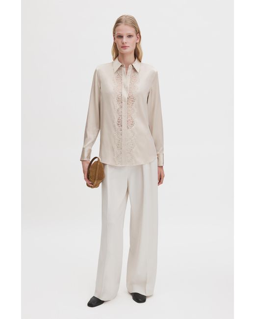 Filippa K Natural Vertical Lace Detail Shirt
