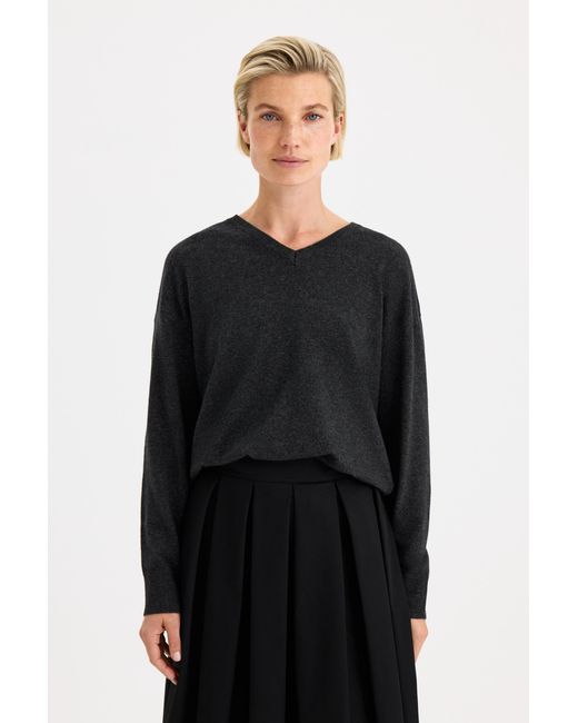 Filippa K Black Soft Wool V-Neck Sweater