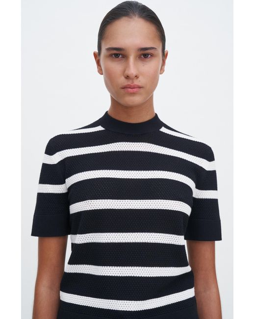 Filippa K Blue Striped Mesh Tee