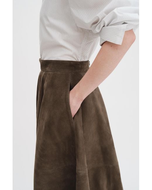 Filippa K Green Suede Flared Skirt