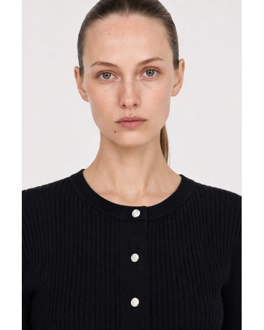 Filippa K Blue Ribbed Knit Henley
