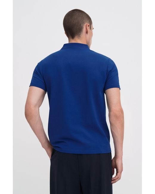 Filippa K Blue Stretch Cotton Polo T-Shirt for men