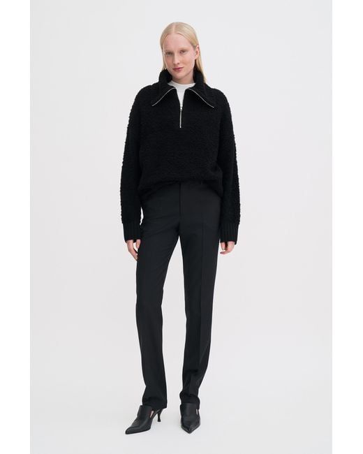 Filippa K Black Fluffy Half Zip Sweater