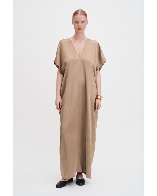 Filippa K Natural V-Neck Crinkle Kaftan
