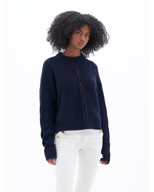 Filippa K Braided Wool Sweater in Blue | Lyst