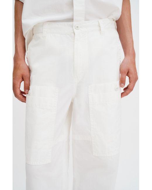 Filippa K White Washed Cotton Cargo Trousers for men
