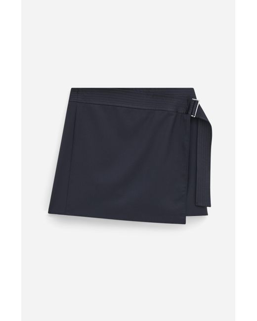 Filippa K Blue Belted Wool Wrap Skirt