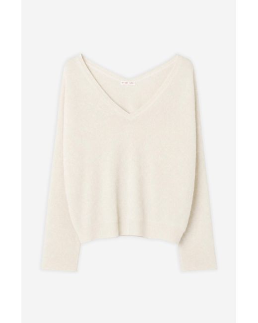 Filippa K White Cashmere V-Neck Sweater