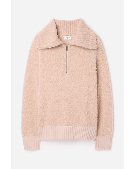 Filippa K Natural Fluffy Half Zip Sweater