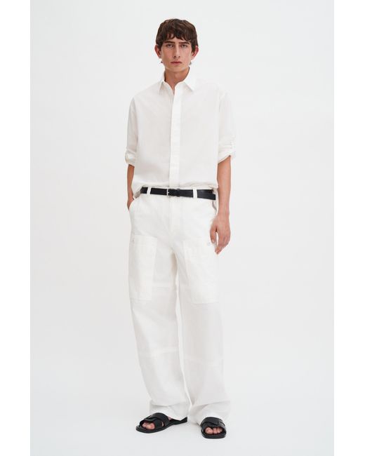 Filippa K White Washed Cotton Cargo Trousers for men