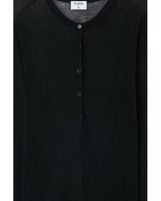Filippa K Black Sheer Knit Henley
