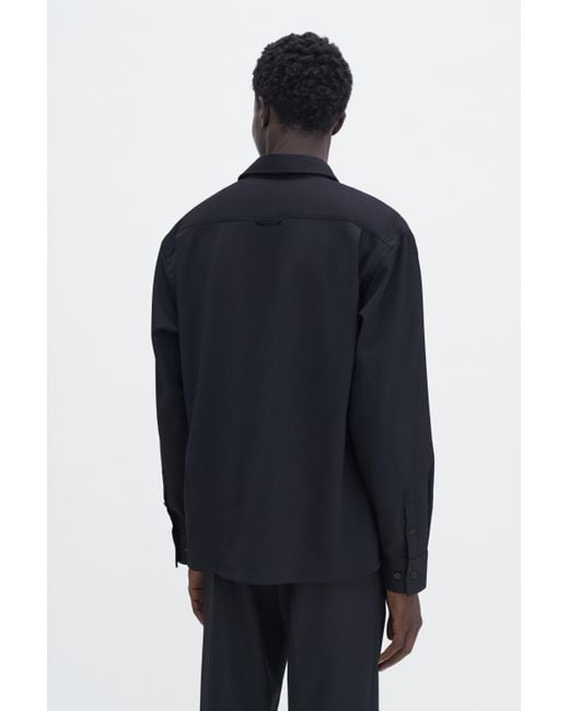Filippa K Blue Boxy Wool Twill Shirt