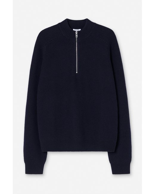 Filippa K Blue Wool Half Zip Sweater for men