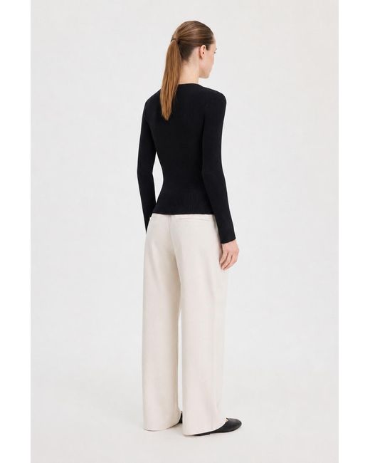 Filippa K Blue Ribbed Knit Henley