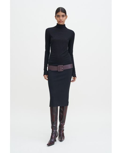 Filippa K Blue Sheer Wool Mock Top