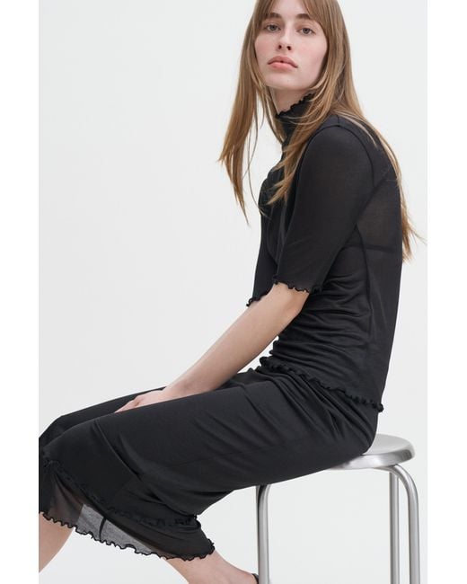 Filippa K Black Layered Frill Crepe Skirt