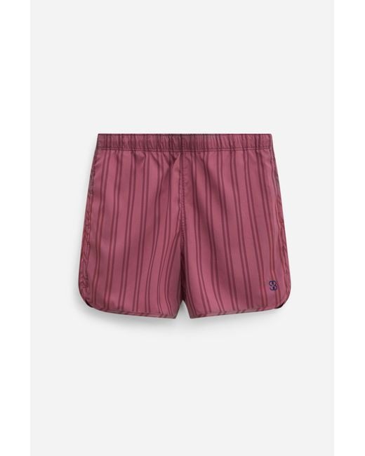 Filippa K Red Long Striped Swim Shorts for men