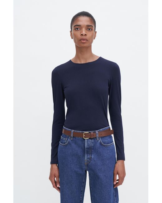 Filippa K Blue Cotton Stretch Long Sleeve