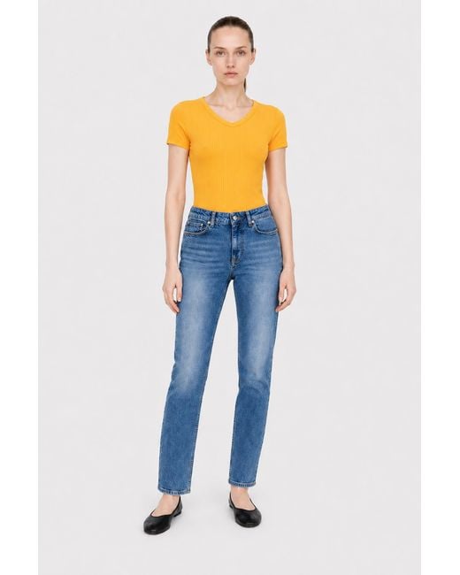 Filippa K Yellow High V Neck Tee