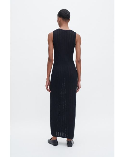 Filippa K Blue Buttoned Mesh Knit Dress