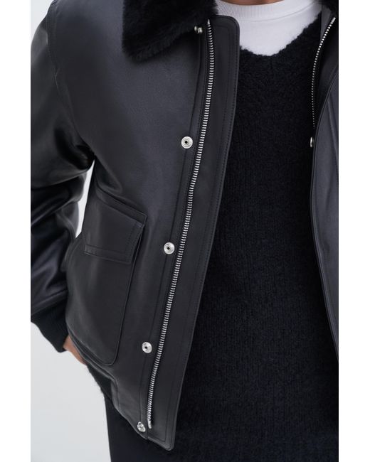 Filippa K Blue Leather Aviator Jacket for men