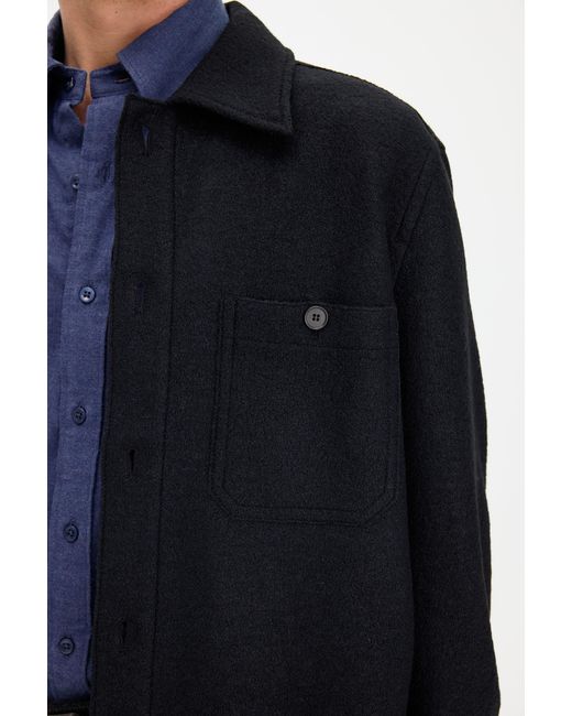 Filippa K Blue Boiled Wool Shirt Jacket for men