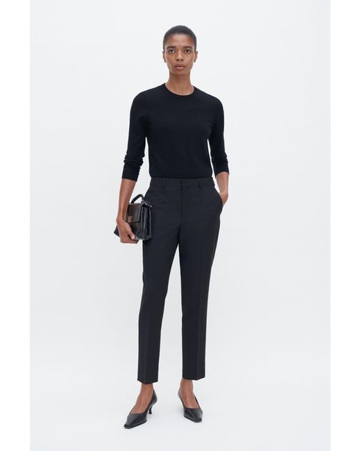Filippa K Black Emma Cropped Cool Wool Trouser