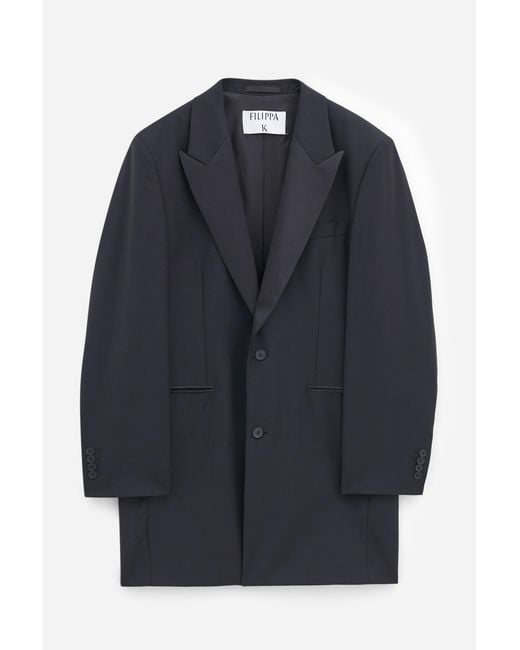Filippa K Blue Wool Tuxedo Blazer Coat