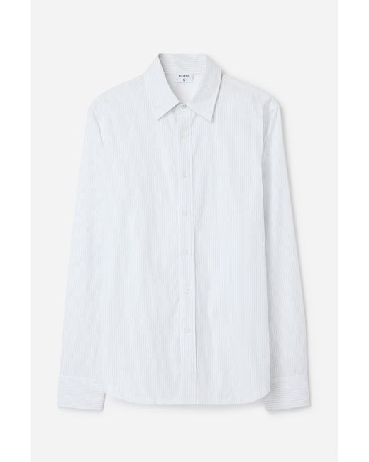 Filippa K White Cotton Poplin Striped Shirt for men