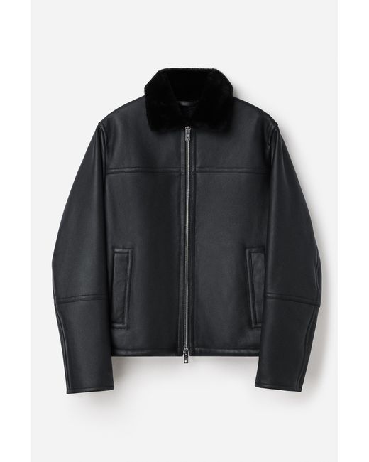 Filippa K Black Shearling Leather Jacket for men