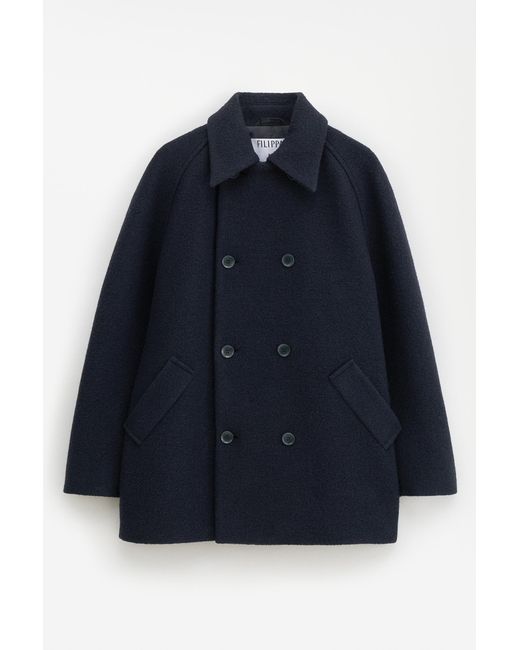 Filippa K Blue Boiled Wool Peacoat