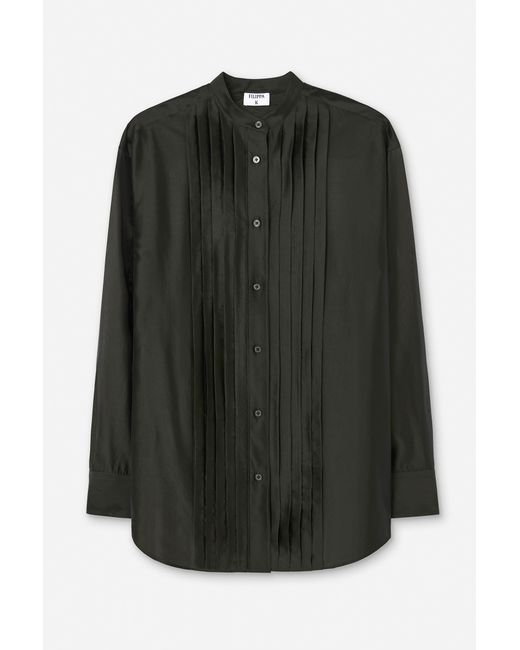 Filippa K Black Pleated Stand Collar Shirt
