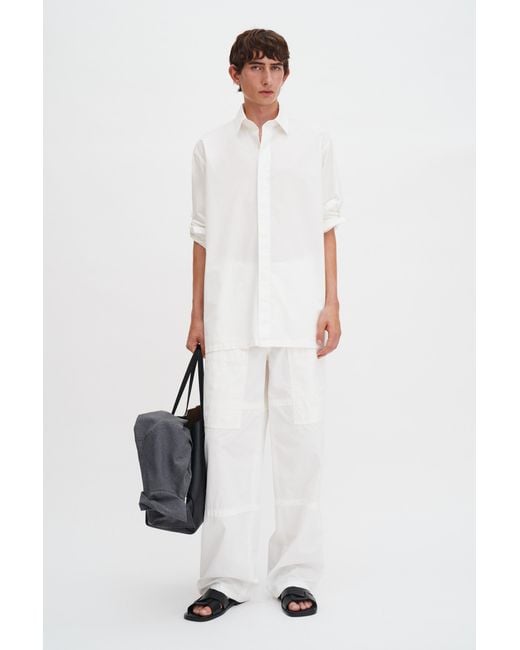Filippa K White Rolled Sleeve Cotton Shirt for men