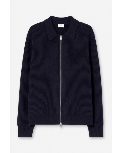 Filippa K Blue Ribbed Wool Zip Cardigan for men