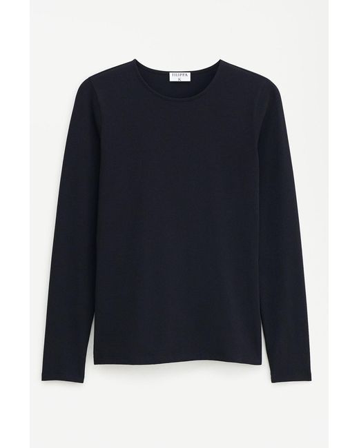 Filippa K Blue Cotton Stretch Long Sleeve