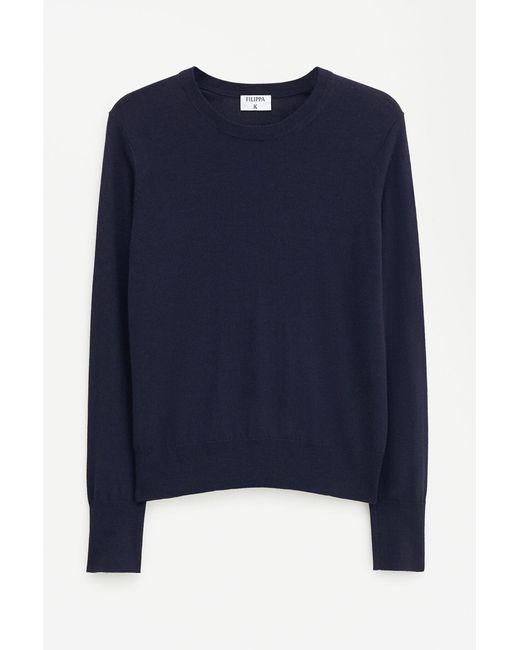 Filippa K Blue Merino R-Neck Sweater