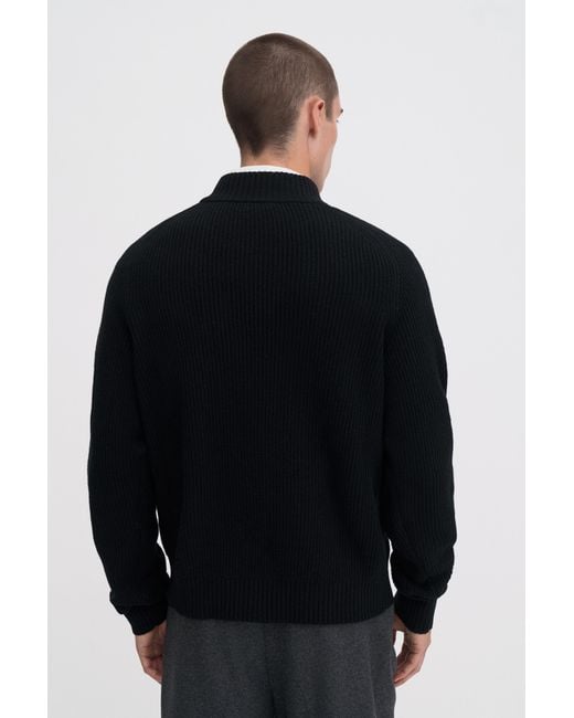 Filippa K Blue Ribbed Wool Mockneck Sweater for men