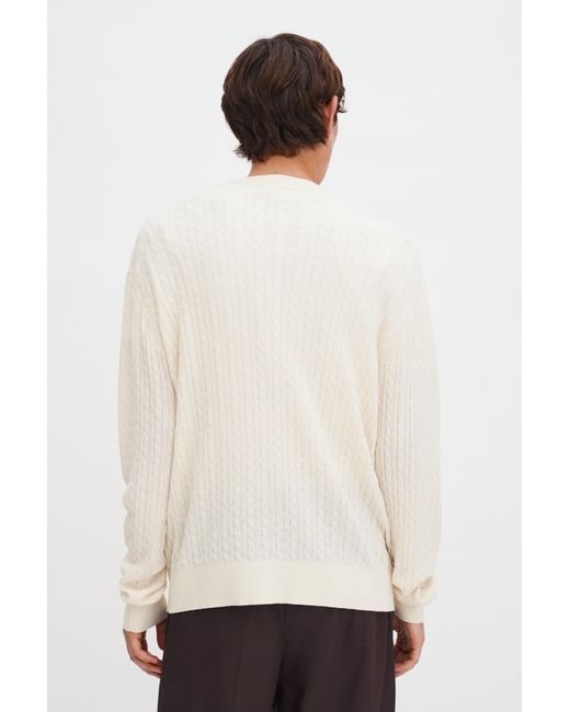 Filippa K White Braided Cotton Silk Sweater for men