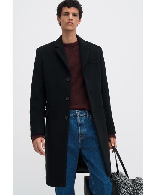 Filippa K Black William Wool Coat for men