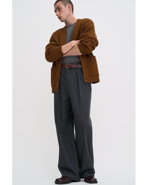 Filippa K Brown Chunky Ribbed Wool Cardigan for men