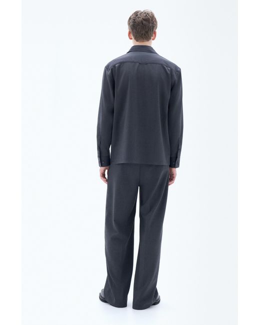 Filippa K Blue W Boxy Wool Twill Shirt